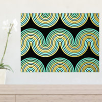 Aqua Blue Abstrakt Wave Lines Art Muster Gold