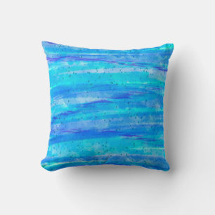 Aqua Blue Abstrakt Waves Kissen