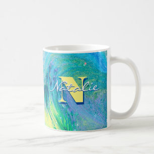 Aqua Blue Acrylic Flow Art Coffee Tasse