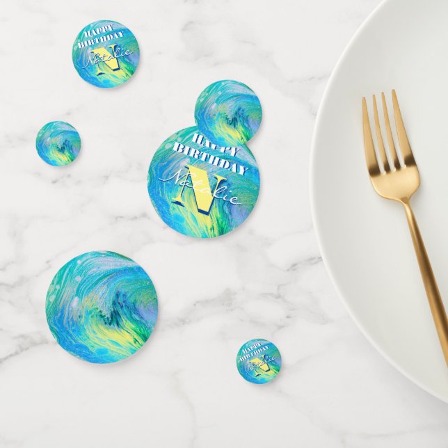 Aqua Blue Acrylic Flow Art Confetti Konfetti (Gruppe)