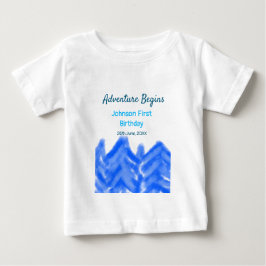 Aqua blue Adventure fängt 1. Geburtstagsberg an Baby T-shirt