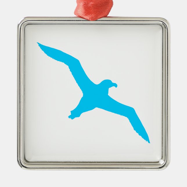 Aqua Blue Albatross Silbernes Ornament (Vorne)