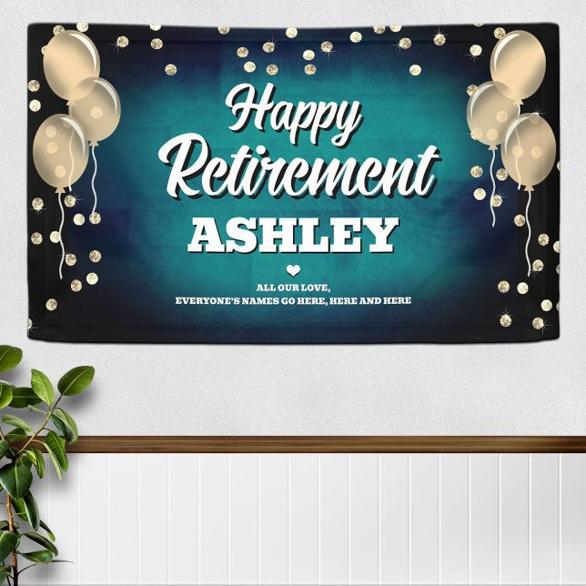 Aqua Blue and Gold Happy Retirement  Banner (Von Creator hochgeladen)