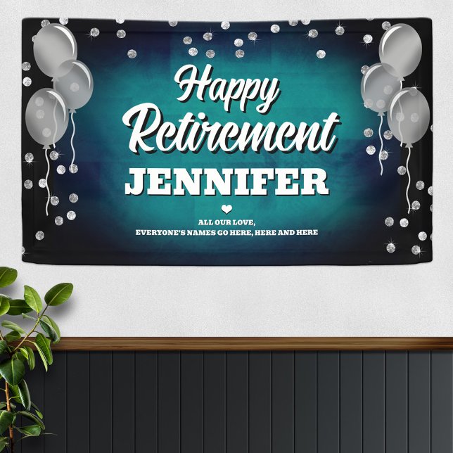 Aqua Blue and Silver Happy Retirement  Banner (Von Creator hochgeladen)