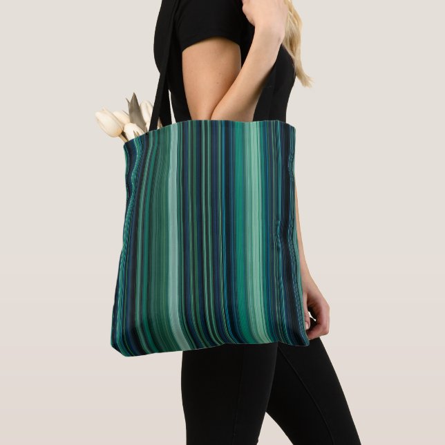 Aqua Blue and Teal Stripes Tasche (Von Nahem)