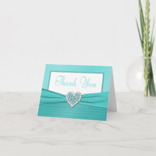 Aqua Blue and White Glitzer Herzlichen Dank Karte