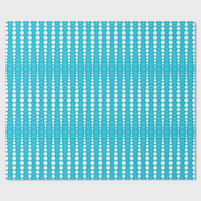 Aqua Blue and White Polka Dots Wrapping Paper Geschenkpapier (Flach)