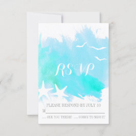 Aqua Blue Aqua Aquarell Splash, Seesternzeit RSVP