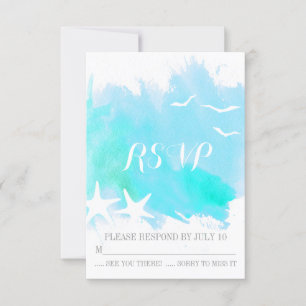 Aqua Blue Aqua Aquarell Splash, Seesternzeit RSVP