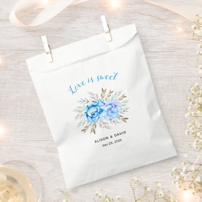 Aqua Blue Aqua Blume Blumen Hochzeit Geschenktütchen (Ausgeschnitten)