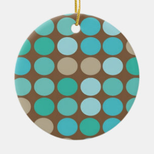 Aqua Blue Aquamarin & Braun Dots Modern Ornament