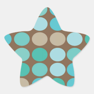Aqua Blue Aquamarin & Braun Dots Muster Modernes Stern-Aufkleber