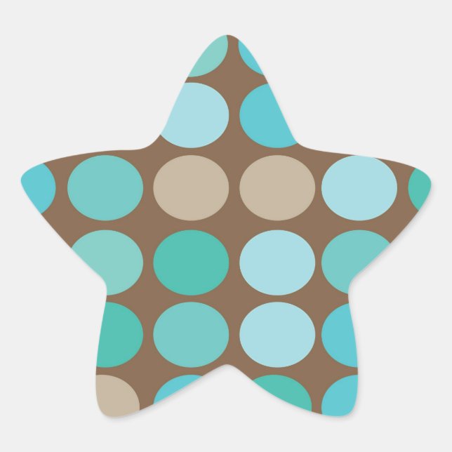 Aqua Blue Aquamarin & Braun Dots Muster Modernes Stern-Aufkleber (Vorderseite)