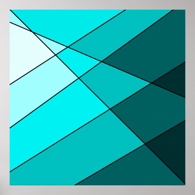 Aqua Blue aquamarin dekoriert Poster (Vorne)