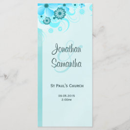 Aqua Blue Aquamarin Floral Wedding Program Vorlage