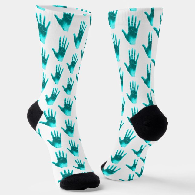 Aqua Blue Aquamarin Fun Handmuster Socken (Gewinkelt)