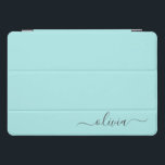 Aqua Blue Aquamarin Modern Script Monogram Name iPad Pro Cover<br><div class="desc">Aqua Blue Aquamarin Simple Script Monogram Name Laptop Case. Das macht den perfekten 16 Geburtstag,  Hochzeit,  Brautparty,  Jubiläum,  Babydusche oder Junggeselinnen-Abschied Geschenk für jemanden,  der Lieben glamourösen Luxus und schicke Stile.</div>