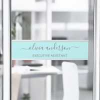 Aqua Blue Aquamarin Modern Script Monogram Name