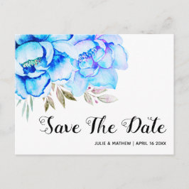 Aqua Blue Aquarell Blume Save the Date blühend Postkarte