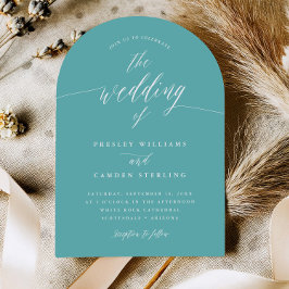 Aqua Blue Arch Wedding Calligraphy Invitation Card Einladung