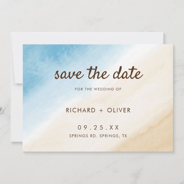 Aqua Blue auf dem Meer Hochzeit Save The Date (Vorderseite)