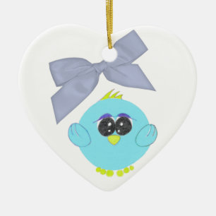 Aqua Blue Baby Bird Herzstück Ornament