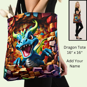 Aqua Blue Baby Dragon durchbrechen Tasche