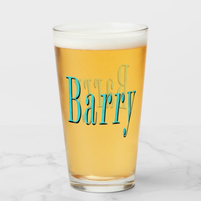 Aqua Blue Barry Name Logo, Glas (Vorne (Gefüllt))