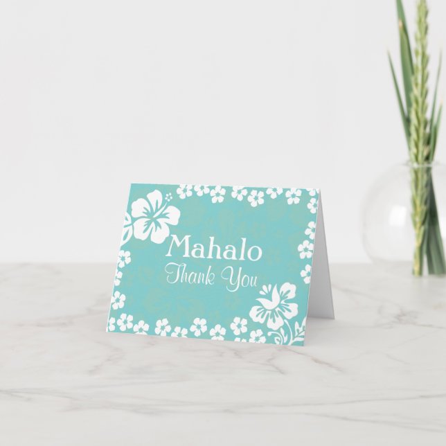 Aqua Blue Beach Blume Hochzeitsgeschenk Dankeskarte (Vorderseite)