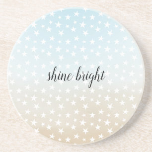Aqua Blue Beige Creme Sand Stars Ombre Gefärbte Kr Getränkeuntersetzer