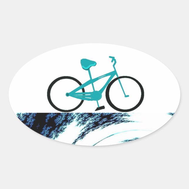 Aqua Blue Bicycle Ovaler Aufkleber (Vorderseite)