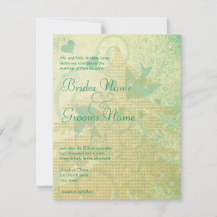 Aqua Blue Birds & Swirls Wedding Invitations