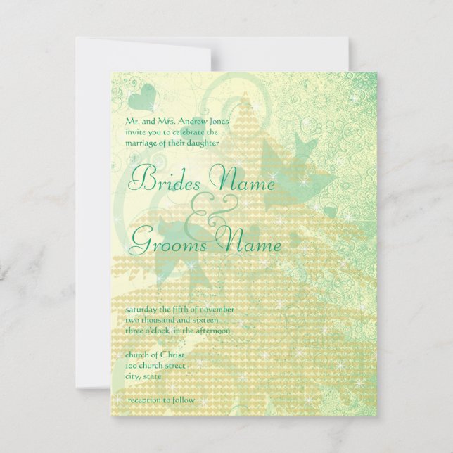 Aqua Blue Birds & Wirbel Hochzeitseinladungen Einladung (Vorderseite)