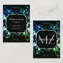 Aqua blue Black Geometric Smoky Abstrakt Monogram Visitenkarte