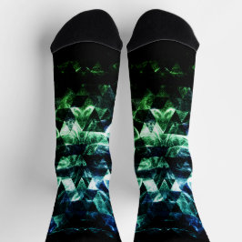 Aqua blue Black Triangle Geometric Smoky Abstract Socken