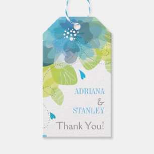 Aqua Blue Blumen Blumenfrühling Hochzeit Danke Geschenkanhänger