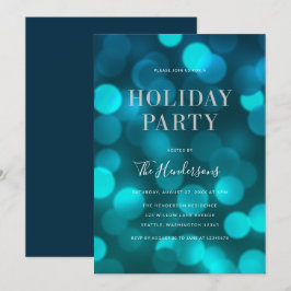 Aqua Blue Bokeh Lights Imitats Silver Holiday Part Einladung