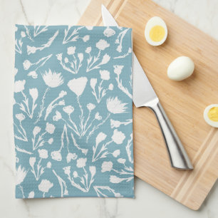 Aqua Blue Botanic Hütte Print Geschirrtuch
