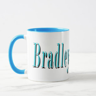 Aqua Blue Bradley Name Logo, Tasse