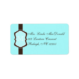 Aqua Blue, Brown, White Mit Monogramm Address Labe Adressaufkleber