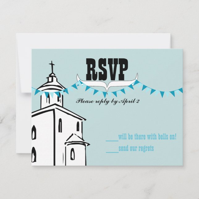 Aqua Blue Bunting Nous allons à la Chapelle RSVP (Devant)