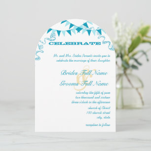 Aqua Blue Bunting Pennant Invitations de mariage