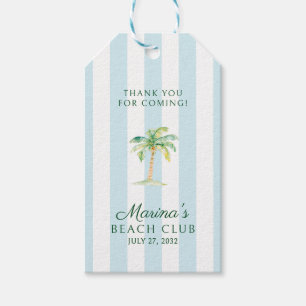 Aqua Blue Cabana Stripes Palm Beach Club Vielen Da Geschenkanhänger