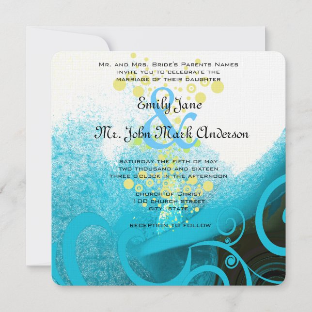 Aqua Blue Calla Lily Blume Hochzeit Einladungen (Vorderseite)