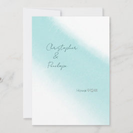 Aqua Blue Calligraphy Wassercolor Save the Date Einladung