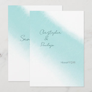 Aqua Blue Calligraphy Wassercolor Save the Date Einladung