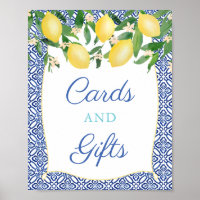 Aqua Blue Capri Lemons Kinderduschkarten und Gesch