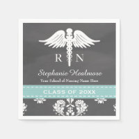 Aqua Blue Chalkboard Caduceus Nurse Abschluss