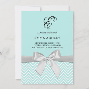 Aqua Blue Chevron Lingerie Douche Invitation