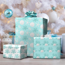 Aqua Blue Christmas Beach Starfish Sand Dollar
